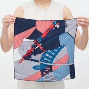 Stylish Navy & Coral Graphic Square Scarf